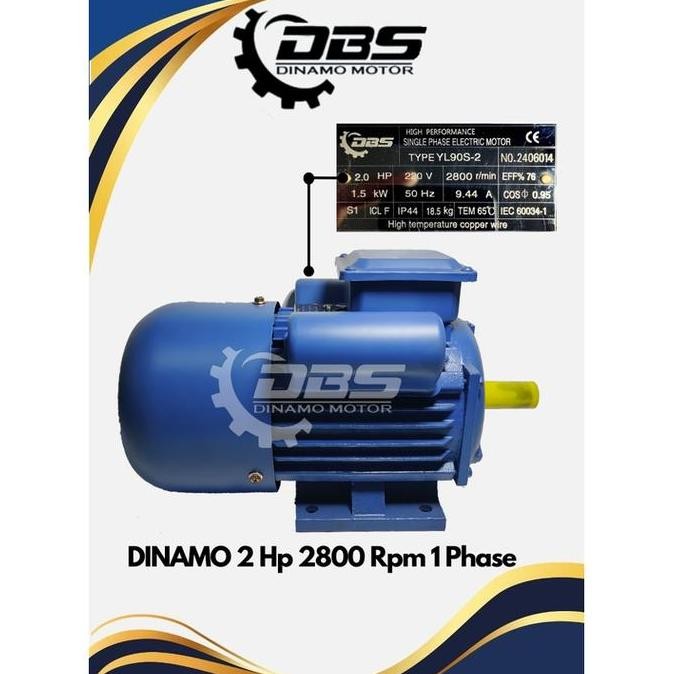 NEW Dinamo 2 Hp 2800 Rpm 1 Phase Merek DBS Kondisi BARU