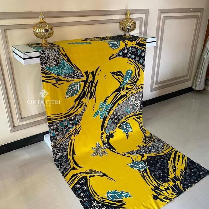 KAIN BATIK WARNA KUNING HALUS BAHAN KATUN PRIMA TEBAL ADEM UKURAN PANJANG SERAGAM JARIK PAKET BRIDES