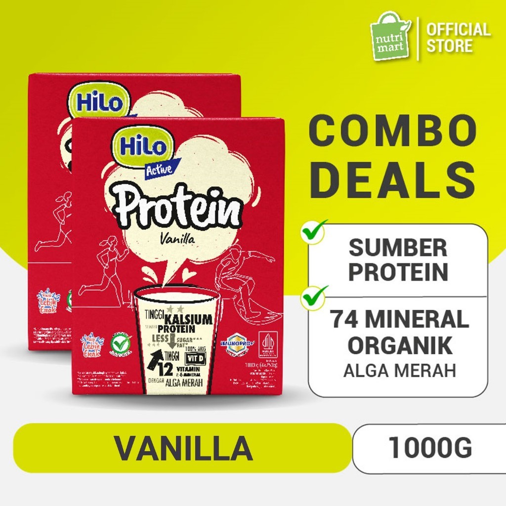 

Twin Pack - HiLo Active Vanilla 1000 gram dengan Alga merah - Susu Tinggi Kalsium Lebih Rendah Lemak