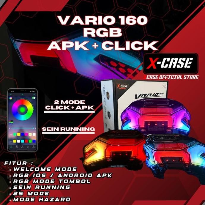 X-Case Lampu Wd109 Stoplamp Honda Vario 160 New LAZY RGB Led 3 In 1 Chip Tail Light Turn Signal Moto