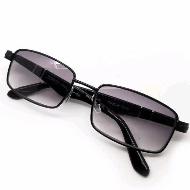 kacamata plus lensa double warna lensa hitam transparan pria/wanita