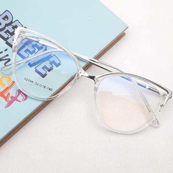 Frame Kacamata Minus Wanita Korea AE4325CLR Cat Eye Bening