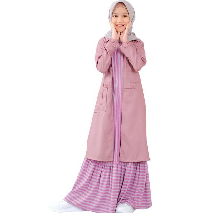 INSTAN GAMIS OUTER COUPLE REMAJA ANAK MOTIF SALUR PREMIUM  LGA 805 KAOS KATUN MUSLIM PANJANG TOYOBO 