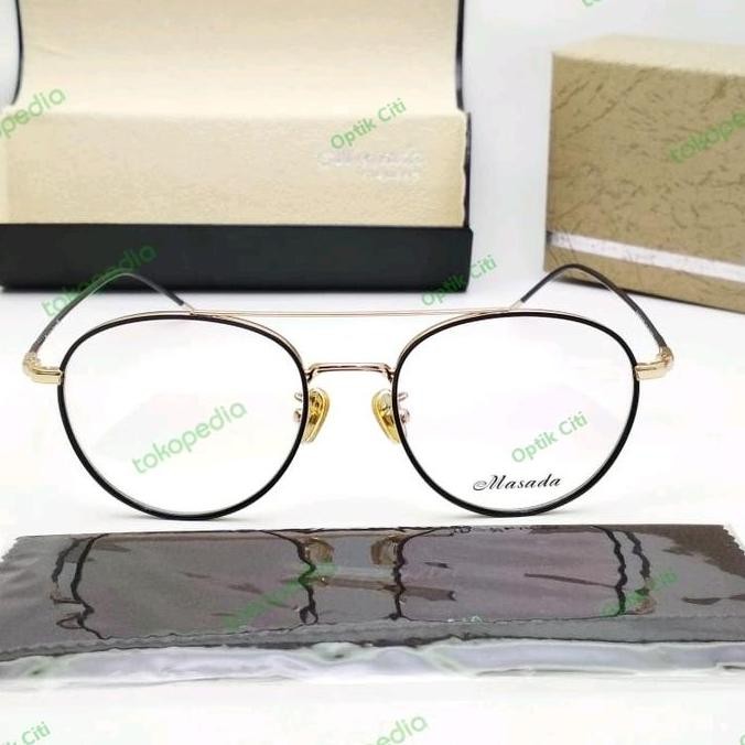 frame kacamata pria wanita masada titanium aviator bulat original