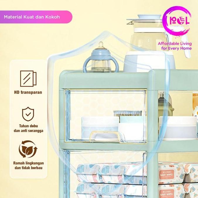 [POL] Rak Troli Dorong Bayi Roda | Rak Penyimpanan Serbaguna | Troli Penyimpanan | Lemari Dorong Bay