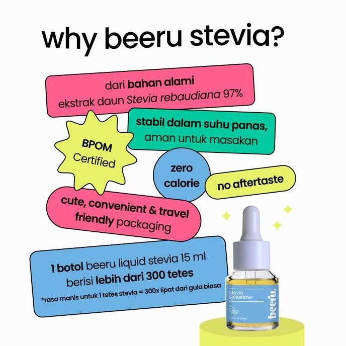 

Beeru Stevia Natural Sweetener 5ml - Pemanis Alami 0 Kalori
