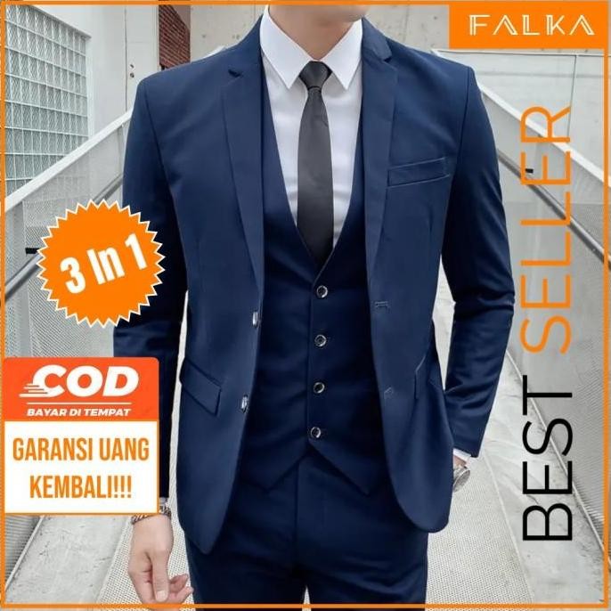 3 In 1 Set Jas Pria Tuxedo Pria Setelan Jas Pria Formal