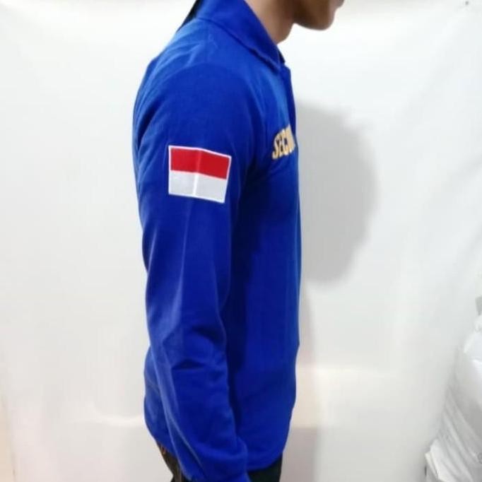 POLO KERAH SECURITY BIRU LENGAN PANJANG - KAOS KERAH SECURITY
