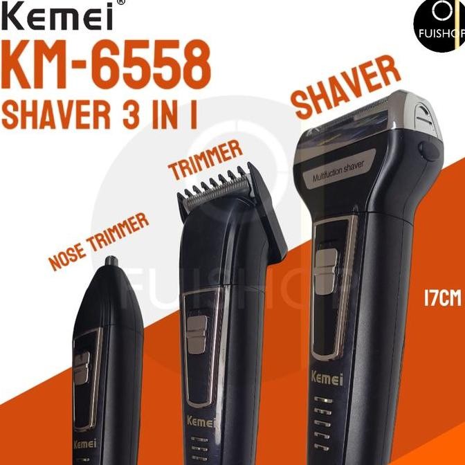 Kemei KM-6558 Alat Cukur Janggut Kumis Multifungsi 3 in 1 mesin cukur Jenggot Elektrik Pencukur [ter