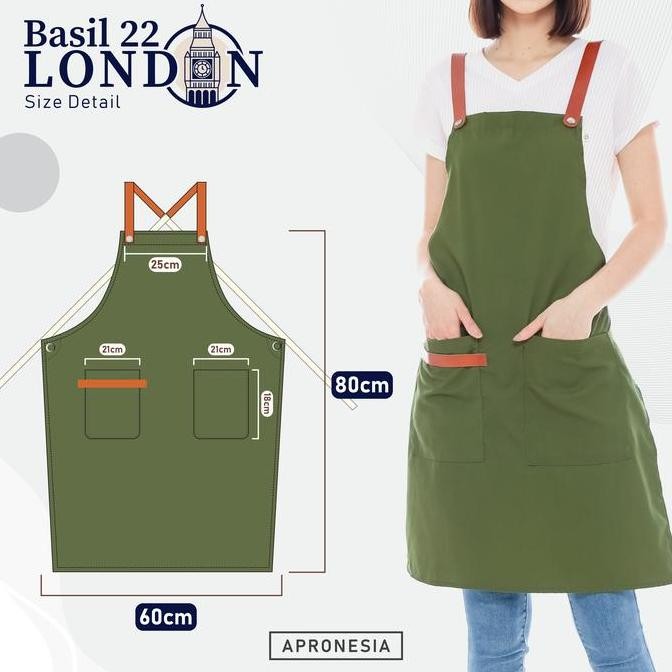 Apron Kulit Basil 2.2 London Green | Apronesia | Celemek Masak, Barist