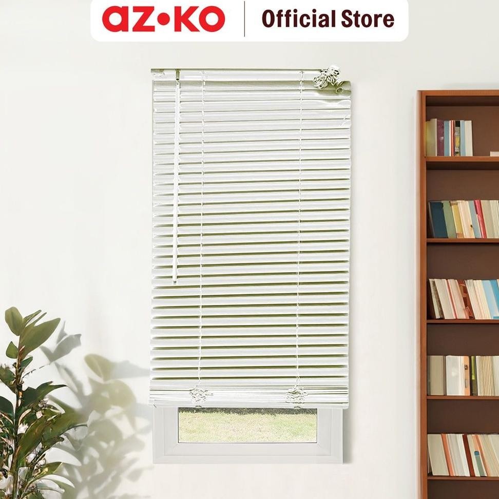 Azko Forhom 120X220 Cm Venetian Blinds 25 Mm - Putih Dekorasi Interior Penutup Jendela Roller Blind 