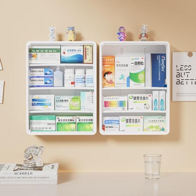 Kotak penyimpanan obat dinding transparan besar untuk obat-obatan, rak penyimpanan rumah, kotak obat