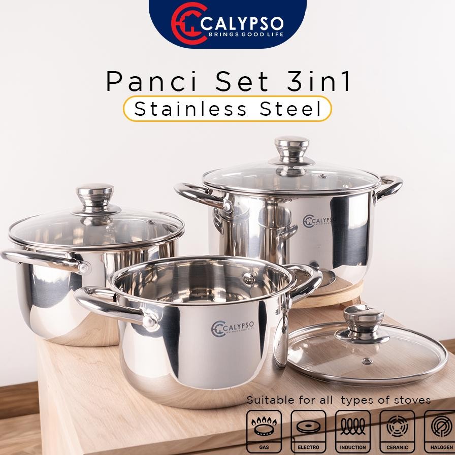 Calypso Panci Kuah Panci Set 3In1 Multifungsi Stainless Steel