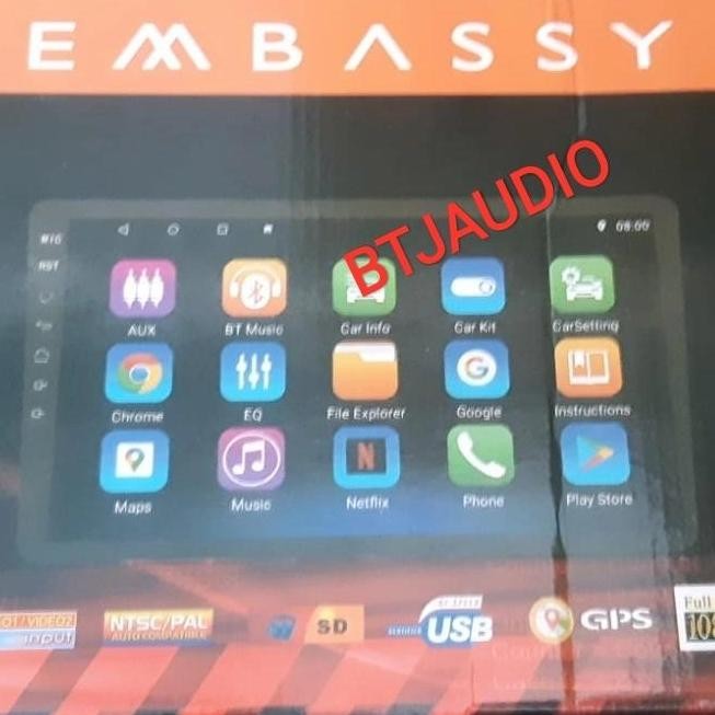 * Head Unit Tape Mobil Double Din Embassy Os 8.1 Android Ukuran 10 Inch *