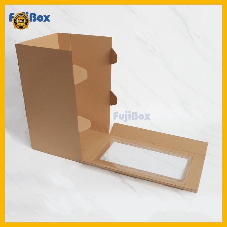 

(Diskon) ( 5 Pcs ) Kotak Box Kue Tart Tinggi 25 X 25 X 45 Coklat Kaca Hampers Bestseller