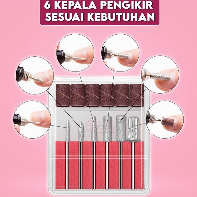 

Bor Mini Grinder 6in1 Mesin Kikir Kuku Elektrik Alat Ukir Grafir Pedicure Manicure Machine Set Nail