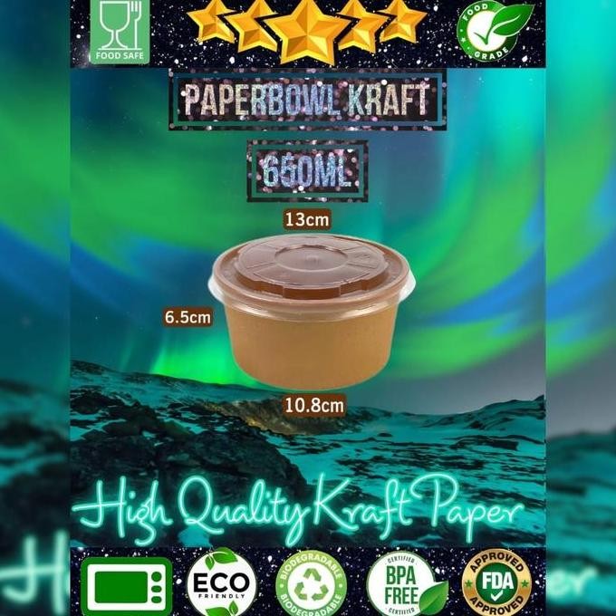 Paper Bowl Kraft 650ml NESTO Rice Bowl 650ml Paper Bowl Coklat 22oz