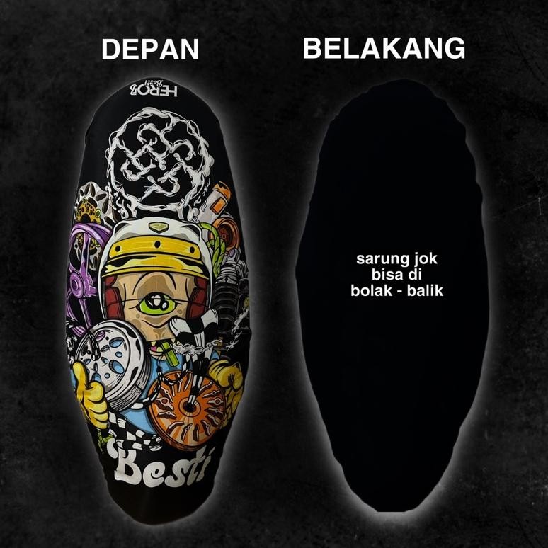 Cod Sarung Jok Motor Full Print Forever Besti Anti Cakar Kucing & Air Ghs-55