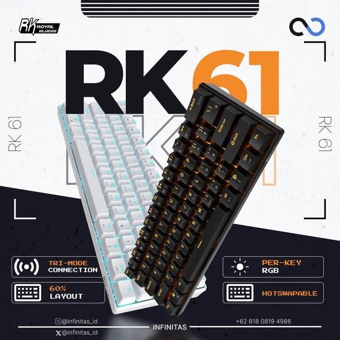 Royal Kludge RK61 / RK-61 Hotswap Mechanical Keyboard