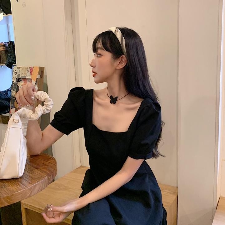 Hot The Monseur Gallery Dress Hitam Midi Fashion Korea Style If56