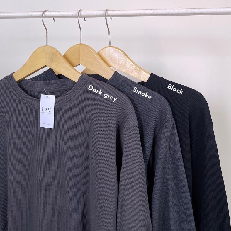 Cod Lavena Clara Knit Blouse / Waffle Knit / Atasan Lengan Panjang Balon / Kaos Lengan Panjang Wanit