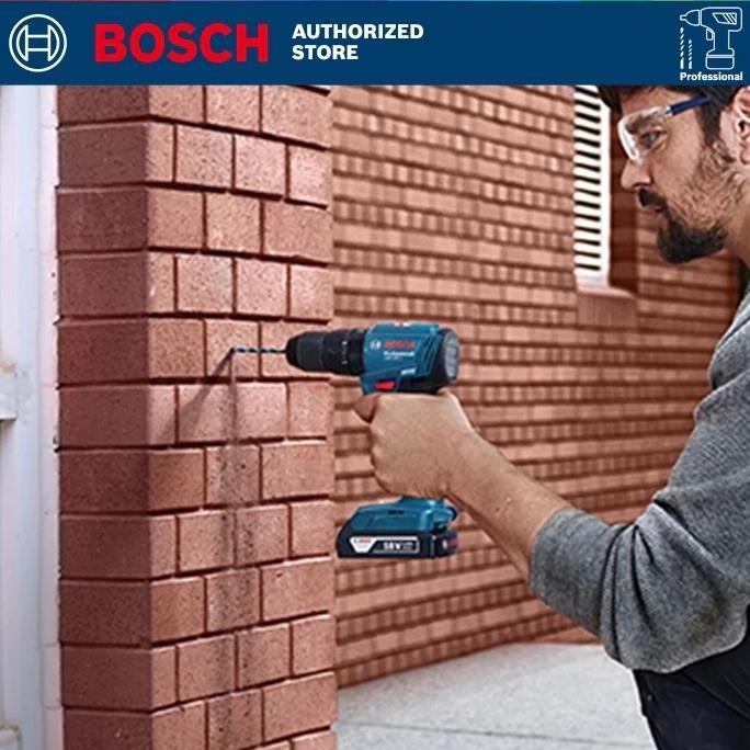 Mesin Bor Baterai Beton [13Mm] - Bosch Cordless Brushless Impact Drill Gsb 185 Li 18 V Gsb185 With A