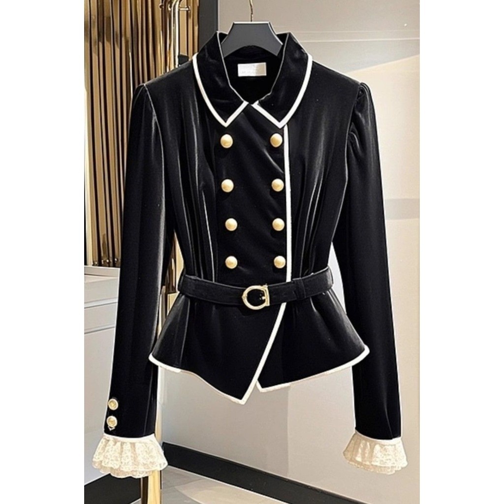 New Color-Block Patchwork Chanel Style Long Sleeve Shirt