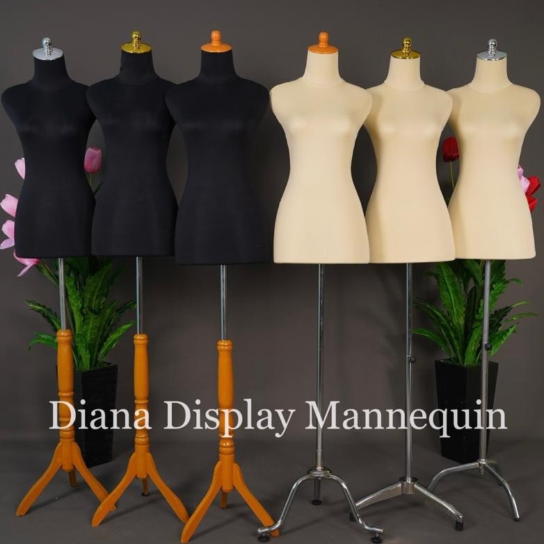 Ready_Stock_Cod Manekin Dm Wanita Dewasa Plastik Lapis Baju Busa+ Kaki Kayu/Besi-Patung Baju Wanita-