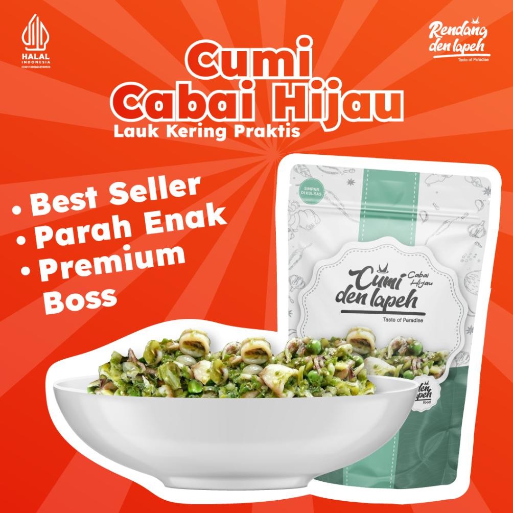 

READY STOK Cumi Cabai Hijau Lauk Praktis Siap Saji Premium Den Lapeh Food Siap kirim
