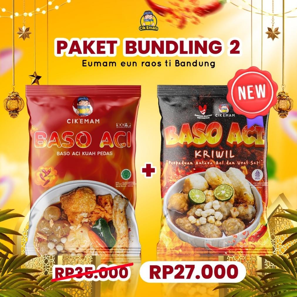 

TERLARIS CIK'EMAM - Paket Bundling 2 BASO ACI KUAH PEDAS + BASO ACI KRIWIL Siap kirim