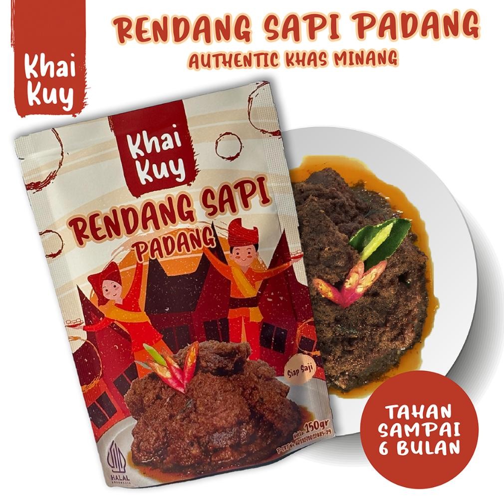 

TERMURAH Khaikuy - Rendang Daging Sapi Asli Padang Kemasan Siap Saji 150gr Siap kirim