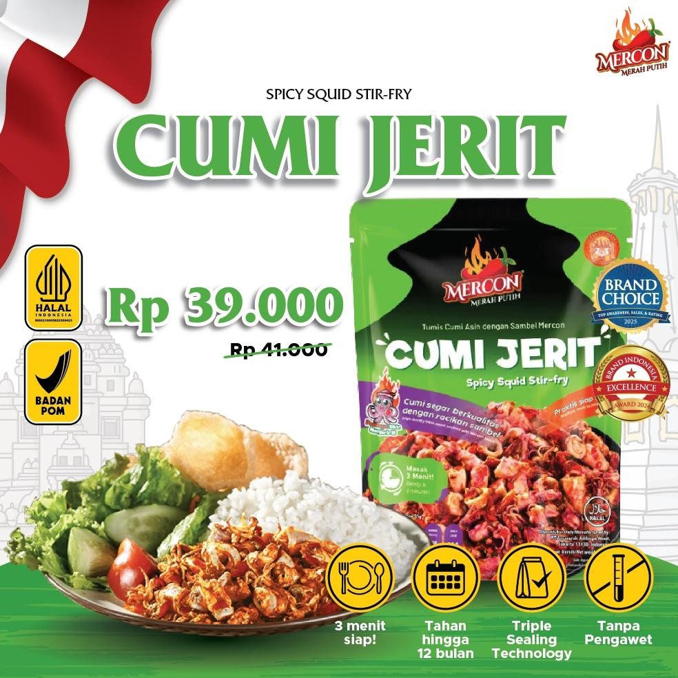 

TERLARIS [Special Edition] Mercon Merah Putih - Satuan || Cumi Jerit || Cumi Sambal Mercon Siap kirim
