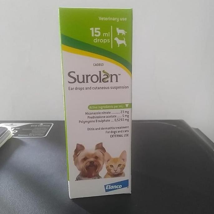 Terbaik Obat Tetes Telinga Ear Mite Dermatitis Kucing Anjing Surolan-Surolan 100% Ori
