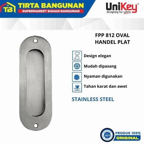 Unikey Fpp 812 Oval Flush Pull Plate / Tarikan / Hendel Pintu Tanam