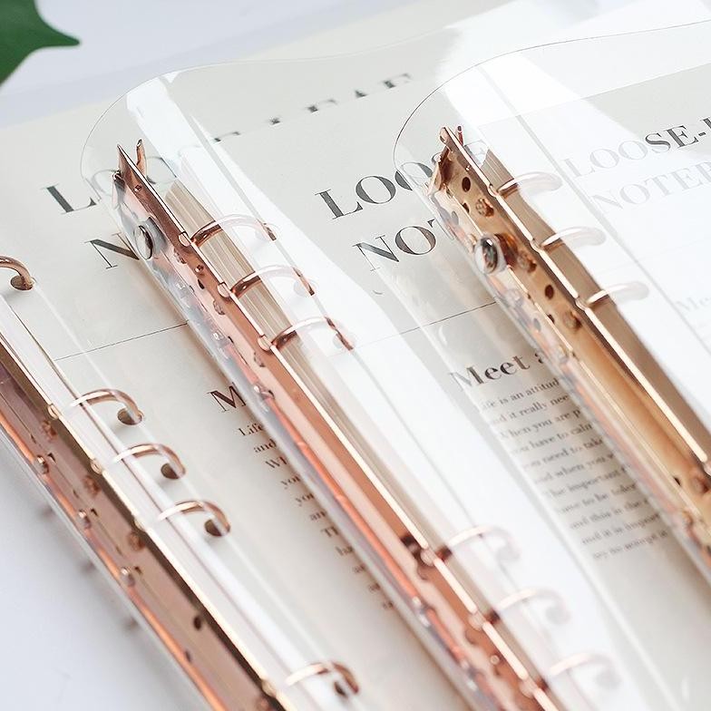 

Ready_Stock_Cod [Miloli] Elegant Binder A5 Binder A6 Transparan Binder With Clip Note Book Loose Leaf Rose Gold Binder - E0036 Dw-45