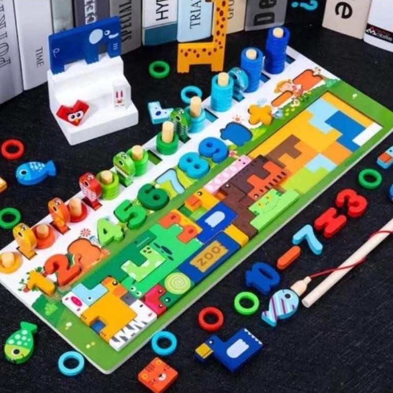 Hot Puzzle Edukasi 7In1 / Puzzle Montessori 7 In 1 / Puzzle Belajar Berhitung / Puzzle 7 In 1 Gj-46