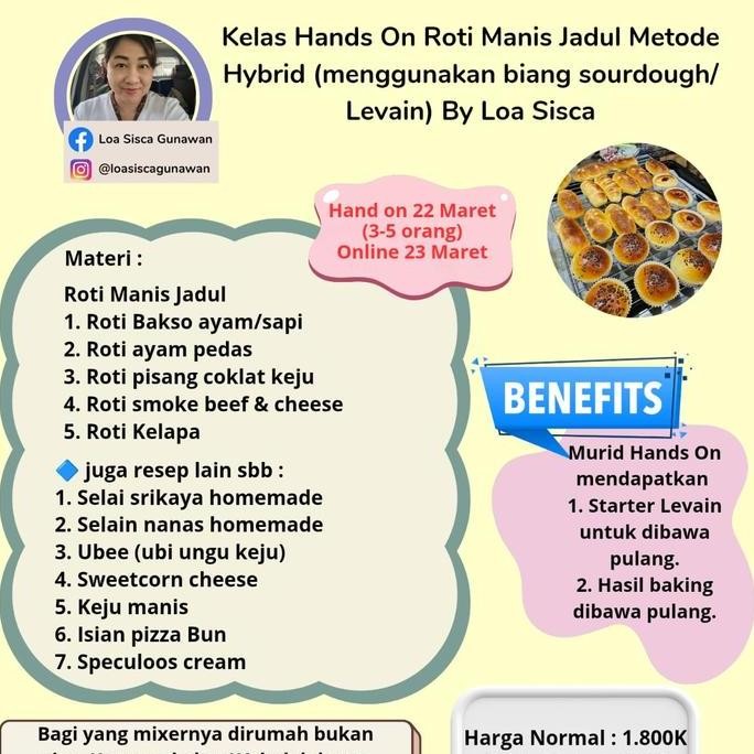 

kelas masak roti jadul dan soft sourdough
