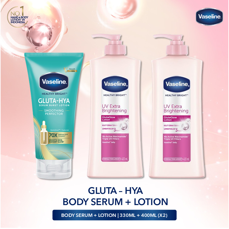 Buy 2 Vaseline Healthy Bright UV Brightening Lotion 400ml + Vaseline Gluta Hya Smoothing 330ml