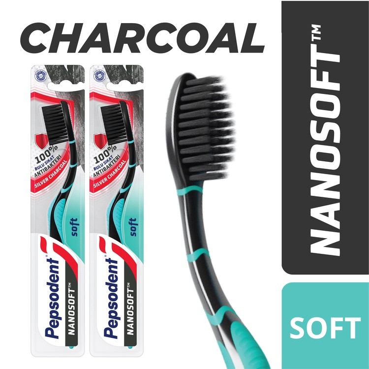 Pepsodent Nanosoft Sikat Gigi Charcoal isi 1 x2