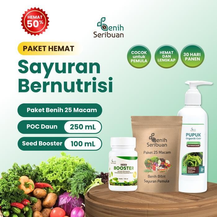

(Best Saller) Paket Benih Sayuran Bernutrisi : Paket 25 Sayuran Pemula + Pupuk Organik Cair Sayuran + Seed Booster - Benih Seribuan Bestseller