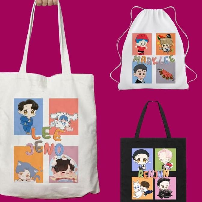 DB222 }} Totebag Hitam Tote Bag Tas Serut NCT Dream NCT 127 GoodieBag Korea Kpop Tas Kuliah Sekolah 