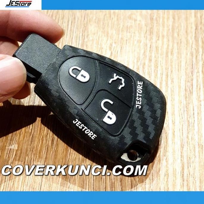 DF240>> Cover Kunci MERCEDES BENZ W203 C CLASS Casing Kunci W203 Sarung CARBON Silicone Remote Key