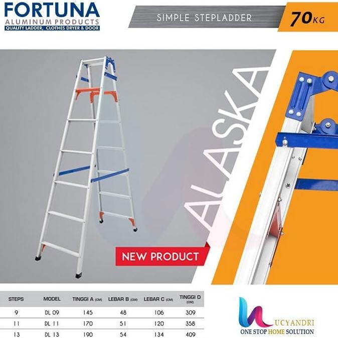 TANGGA LIPAT ALUMINIUM MERK FORTUNA TIPE ALASKA 200 CM / 2 M 13 STEP
