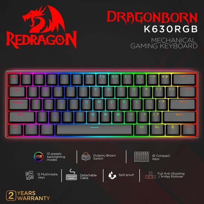 Redragon Mechanical Gaming Keyboard RGB DRAGONBORN - K630RGB