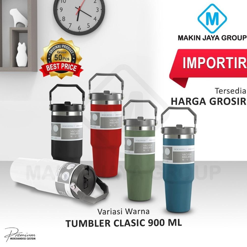 MJG GROSIR Vacuum Flask Stainless CLASSIC Mug 900ML MJG8054 - Coffee Cup Sport Thermos Mug Steel Dou