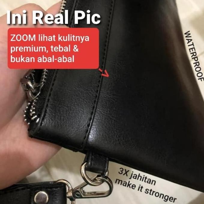 Clutch Handbag Hand Bag Tas Pria Kulit - Middle Zipper Best Seller