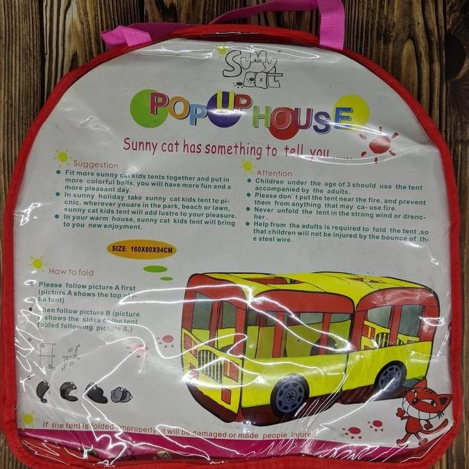 (5050) TENDA BERMAIN ANAK MODEL BUS SUNNY CAT POP UP HOUSE