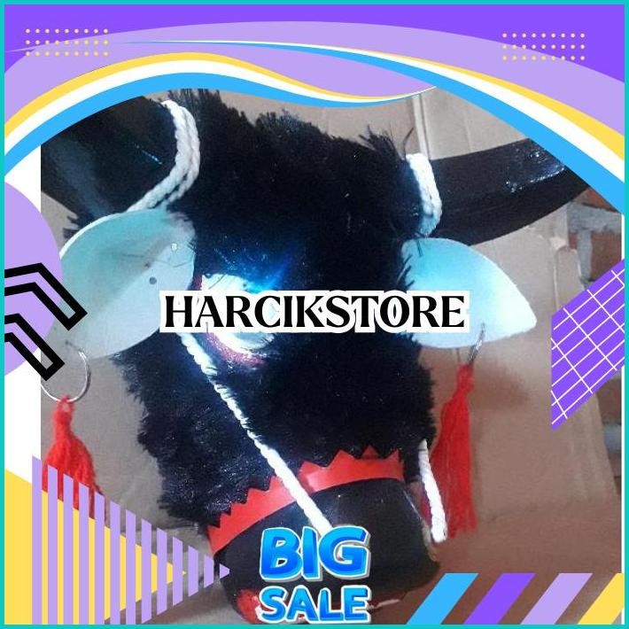 Mainan Anak Bantengan Mata Menyala  | Jaranan | Kuda kepang | Kuda Lumping | Topeng Banteng Kayu COD