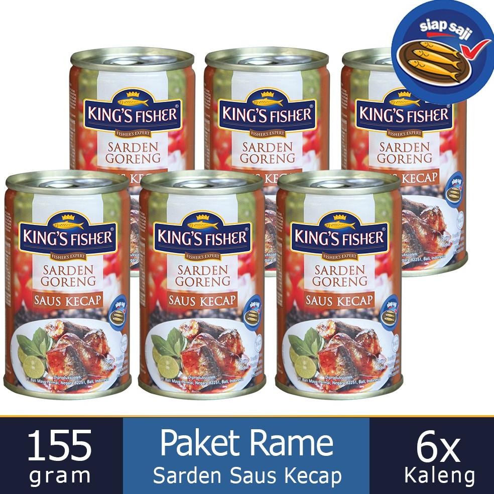 

TERLARIS King's Fisher Paket 6 pcs Sarden goreng mini rasa saus kecap Makanan Kaleng 155 gr Siap kirim