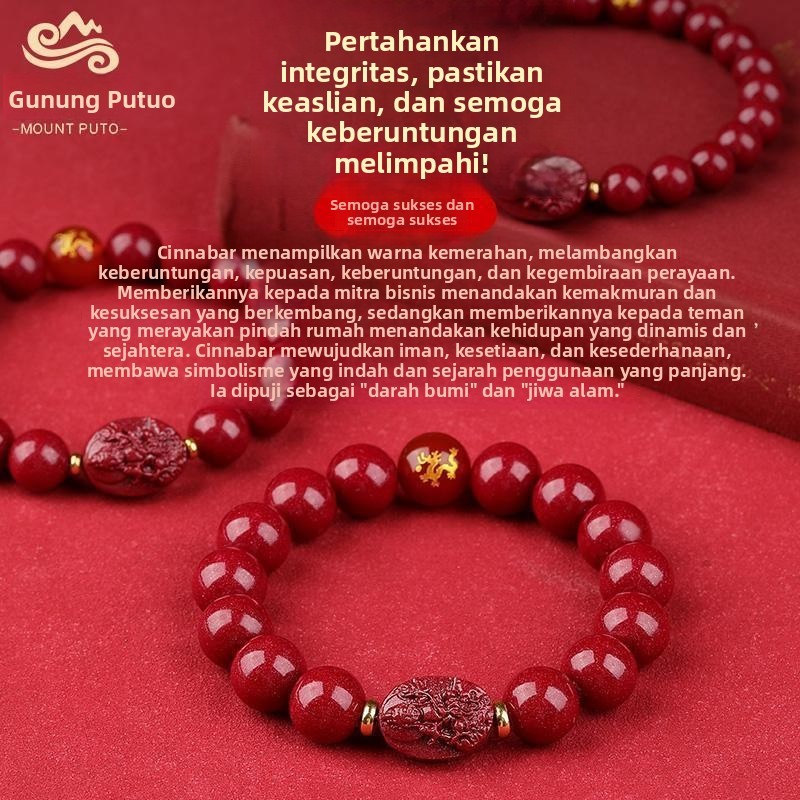 Gelang Buddha Zodiak Cinnabar Alami Gelang Amulet Tahun Zodiak Naga Samantabhadra